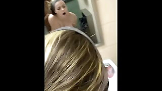 Cute girl gets bent over teach bathroom sink